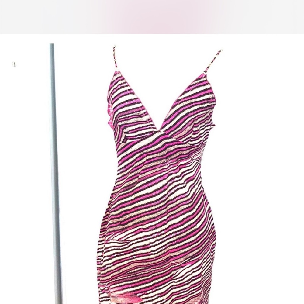Roberto Cavalli Pink and White Zebra Mini Dress